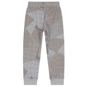Boys Grey & Beige Logo Joggers