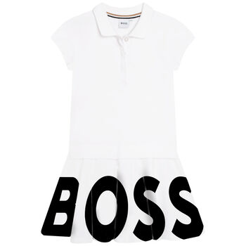 Girls White Logo Polo Dress