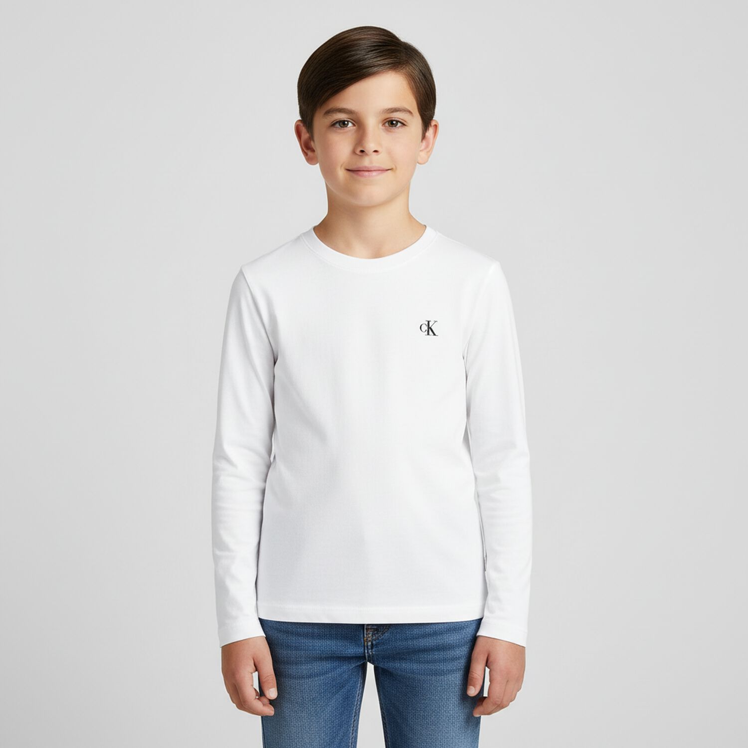 Boys White & Black Logo Long Sleeve Top ( 2 Pack ), 1, hi-res