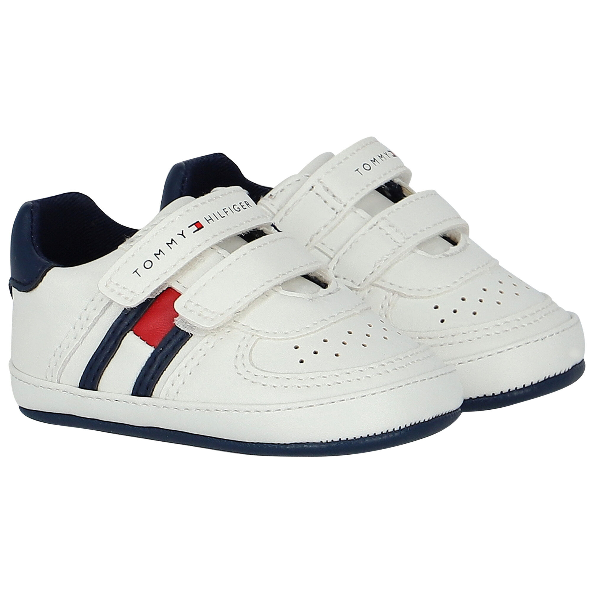 Tommy Hilfiger Baby Boys White Logo Pre Walker Shoes Junior Couture UAE