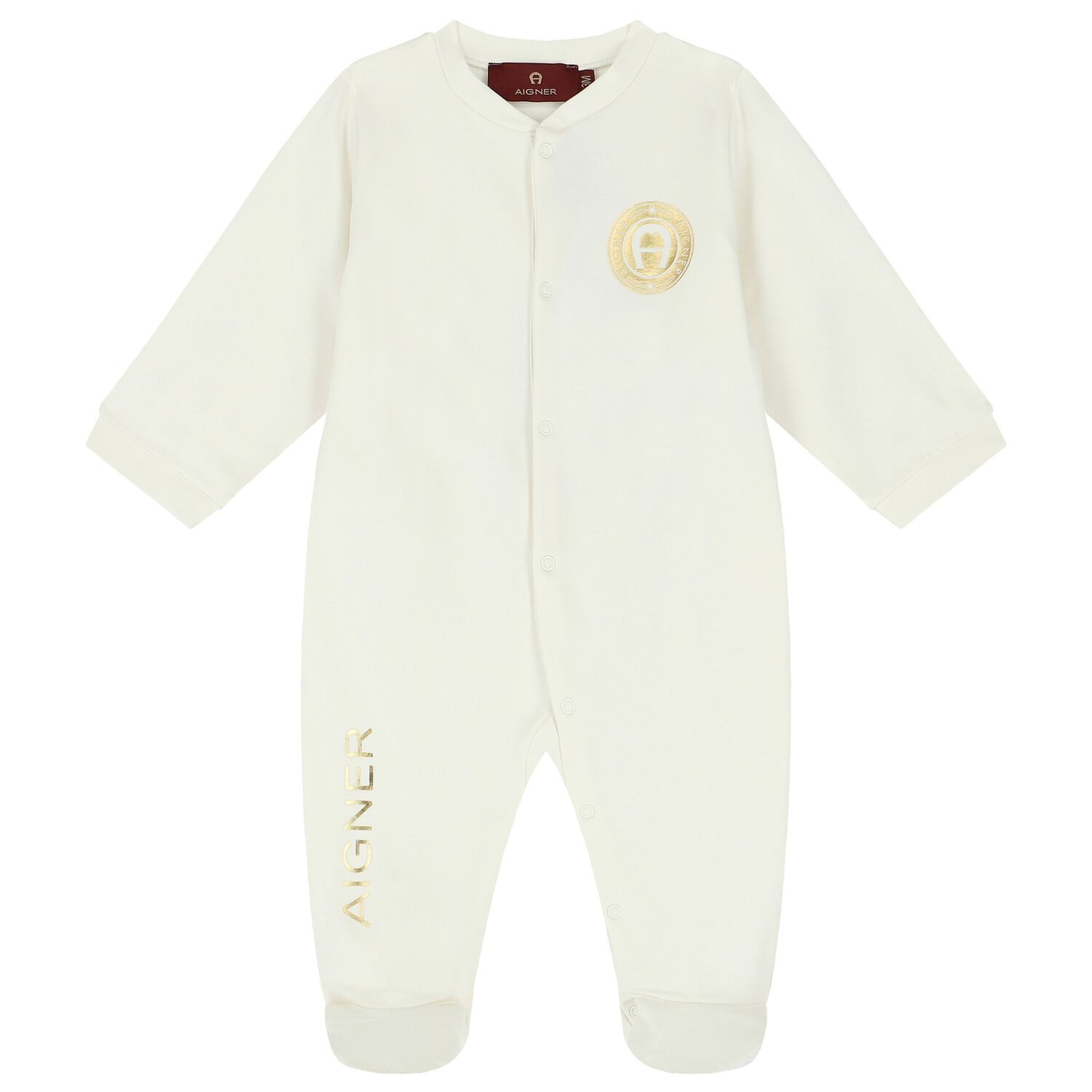 Ivory & Gold Logo Babygrow, 1, hi-res