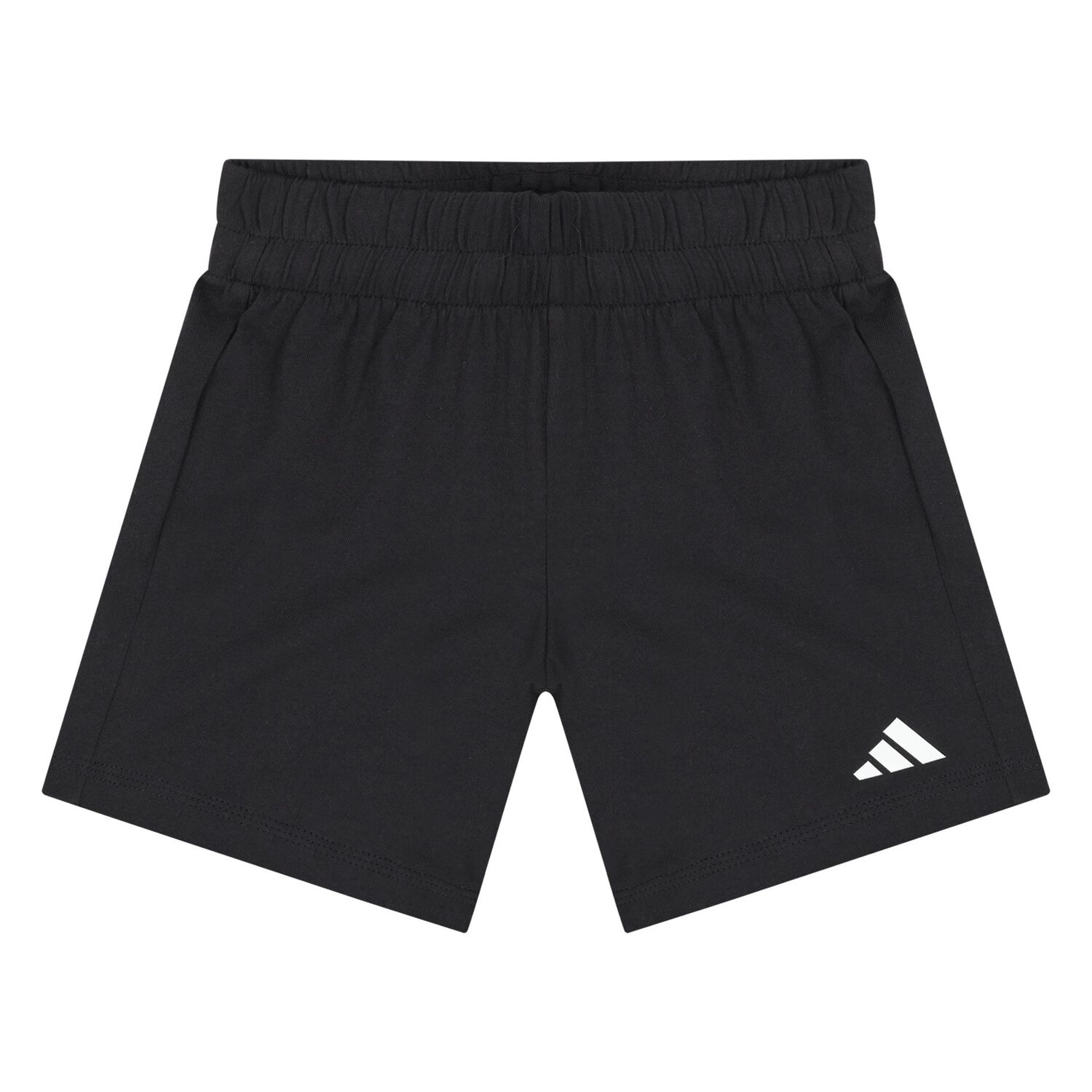Younger Boys White & Black Logo Shorts Set, 1, hi-res
