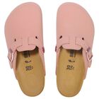 Girls Pink Logo Leather Clog , 1, hi-res
