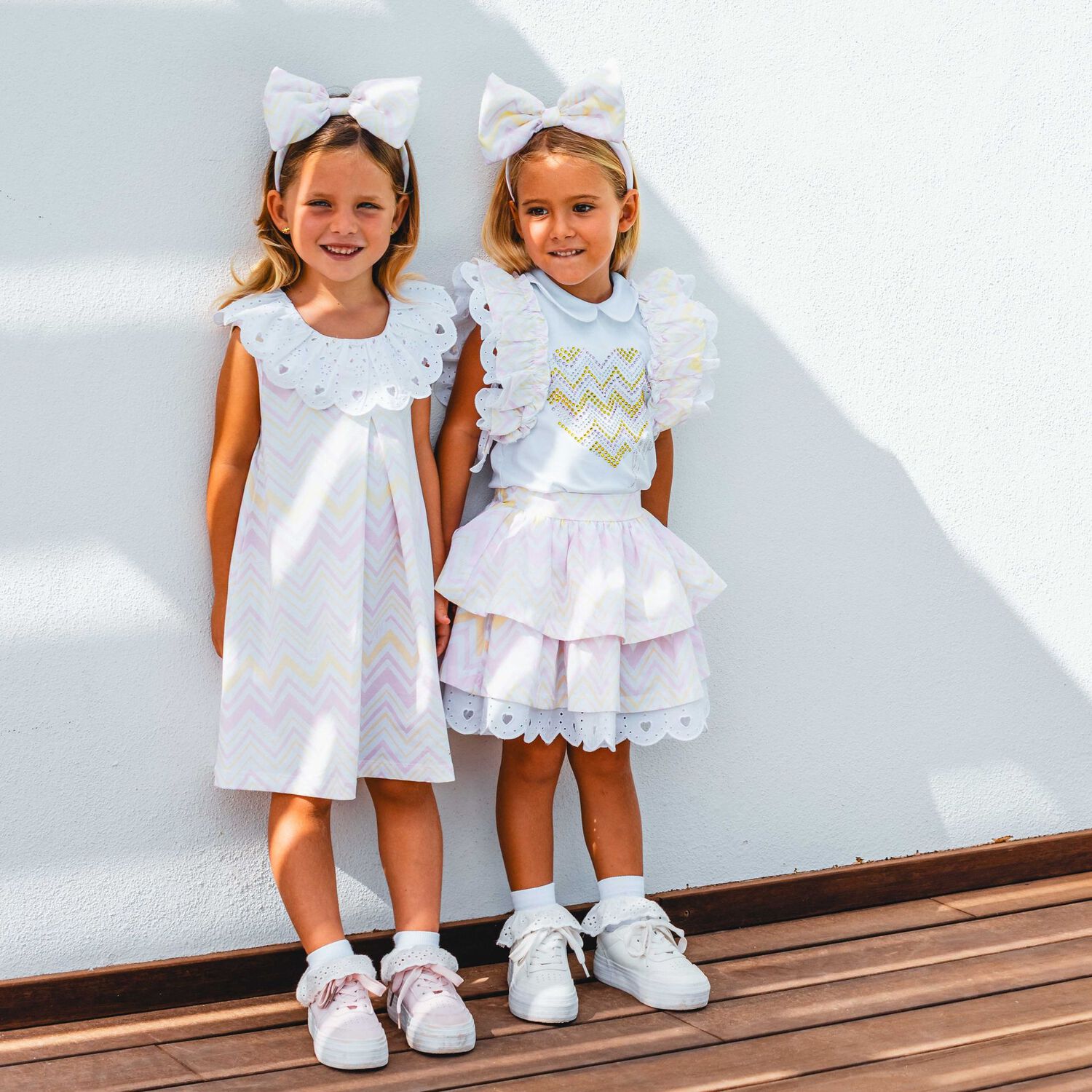 فستان بنات مخطط باللون الابيض و الاصفر , 1, hi-res