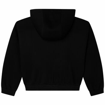 Girls Black Logo Hooded Top