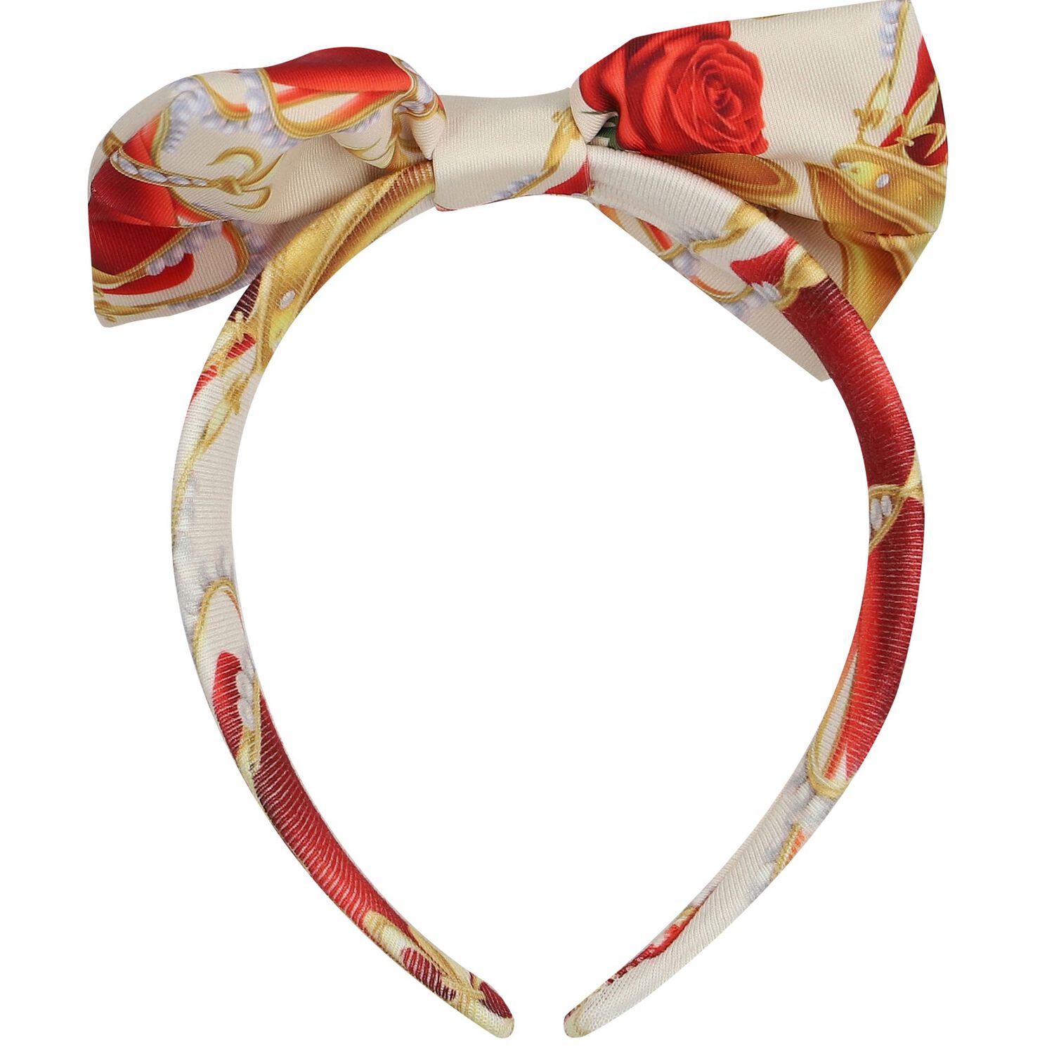 Girls Ivory & Beige Bow Headband, 1, hi-res image number null
