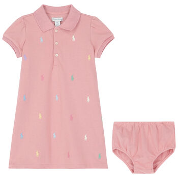 Baby Girls Pink Logo PiquÃ© Polo Dress Set
