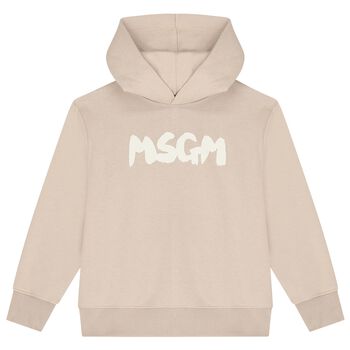 Beige Logo Hooded Top