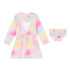 طقم بنات فستان بالشعار متعدد الألوان, 1, hi-res