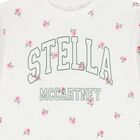 تيشيرت بنات بالشعار بطبعة الزهور باللون الأبيض, 1, hi-res