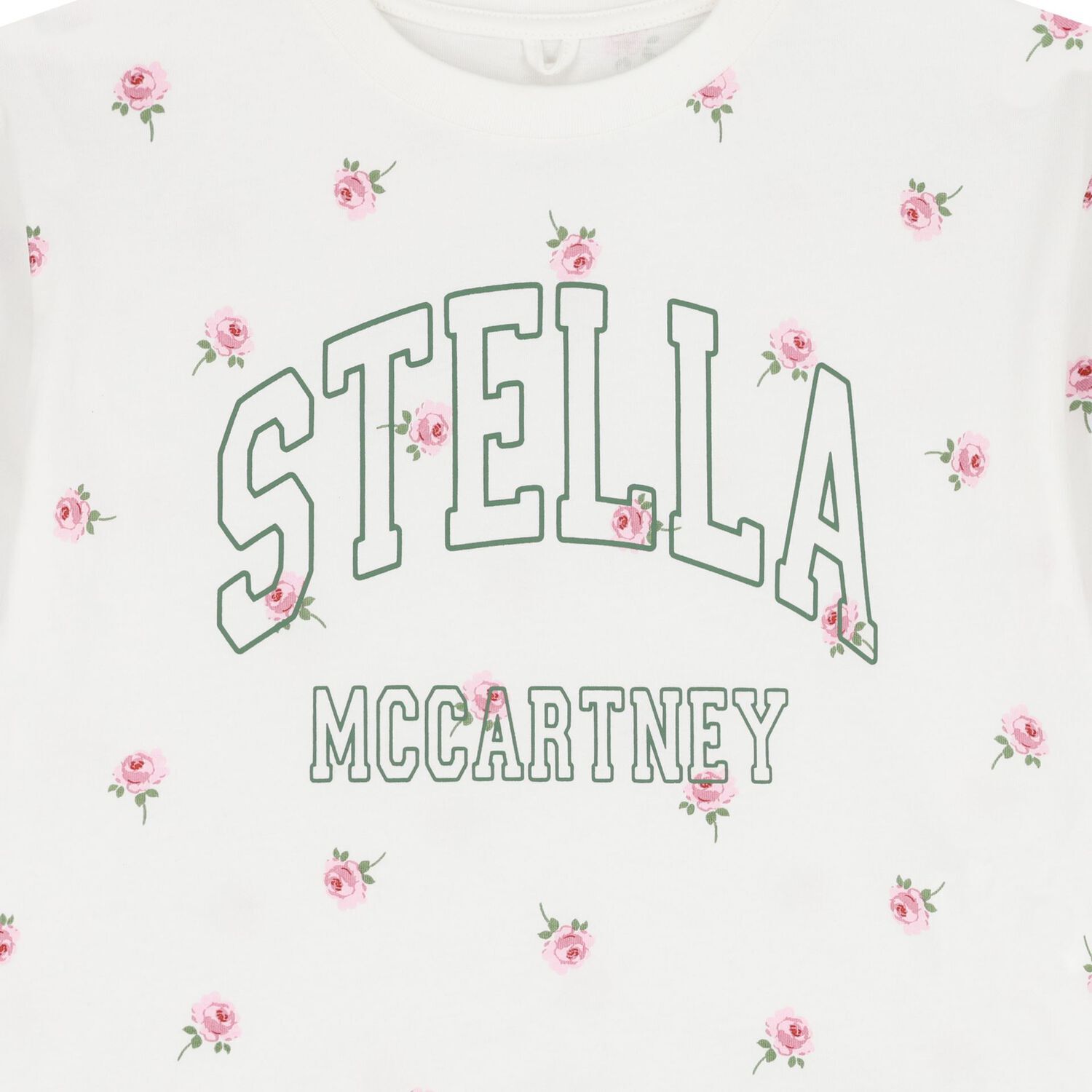 تيشيرت بنات بالشعار بطبعة الزهور باللون الأبيض, 1, hi-res