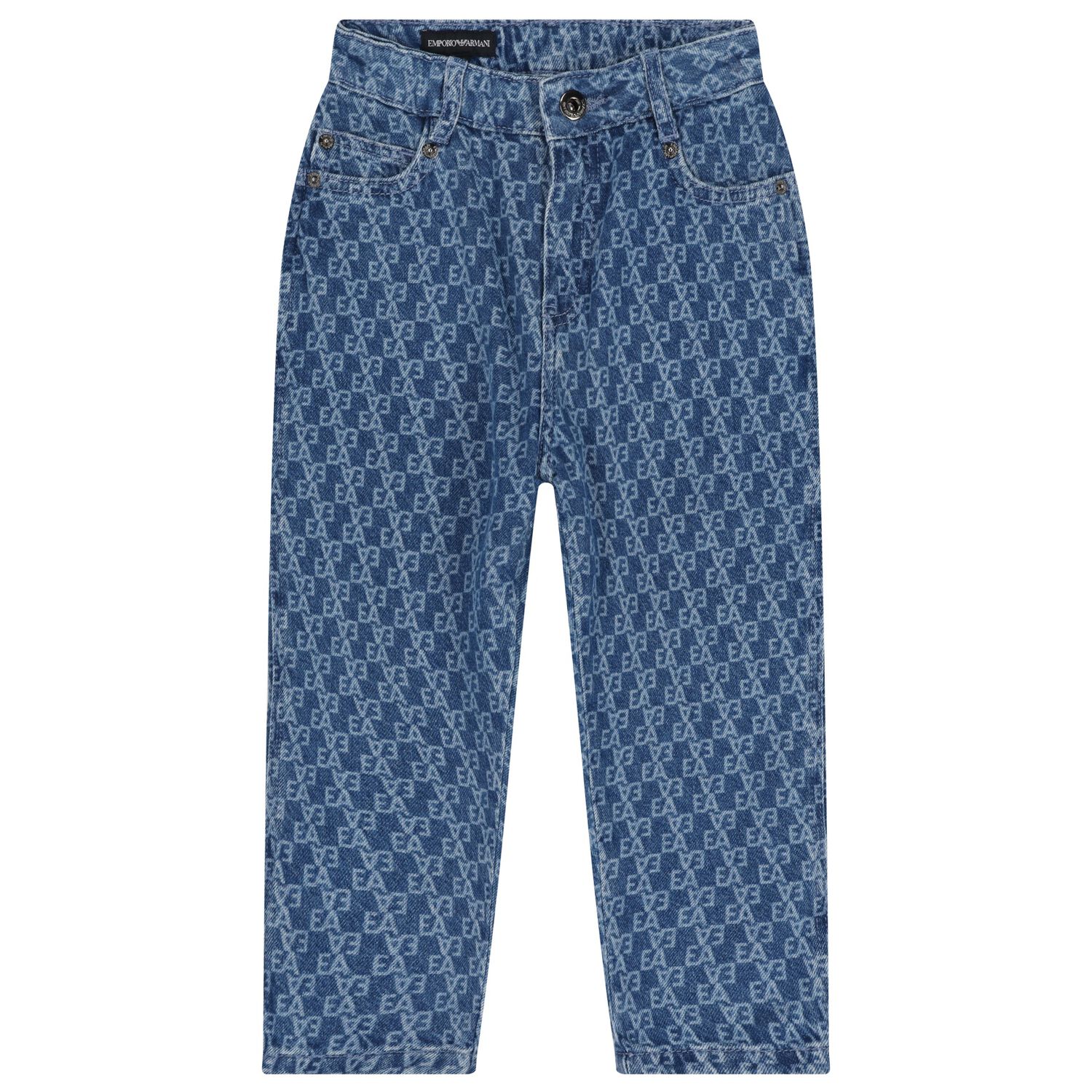 Boys Blue Denim Logo Jeans, 1, hi-res