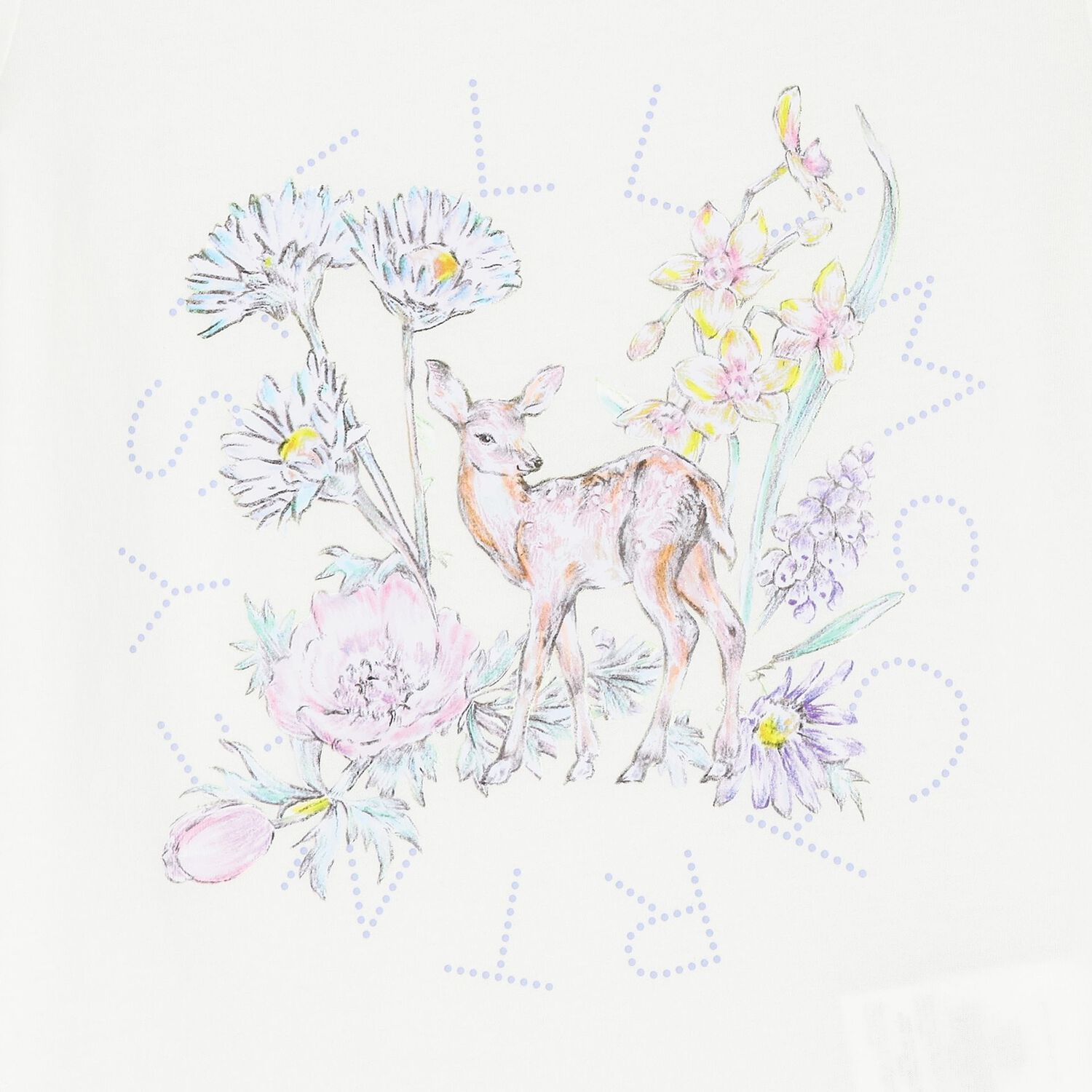 تي شيرت بنات  بطبعة بالزهور باللون العاجي, 1, hi-res