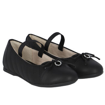 حذاء باليرينا باللون الأسود للبنات