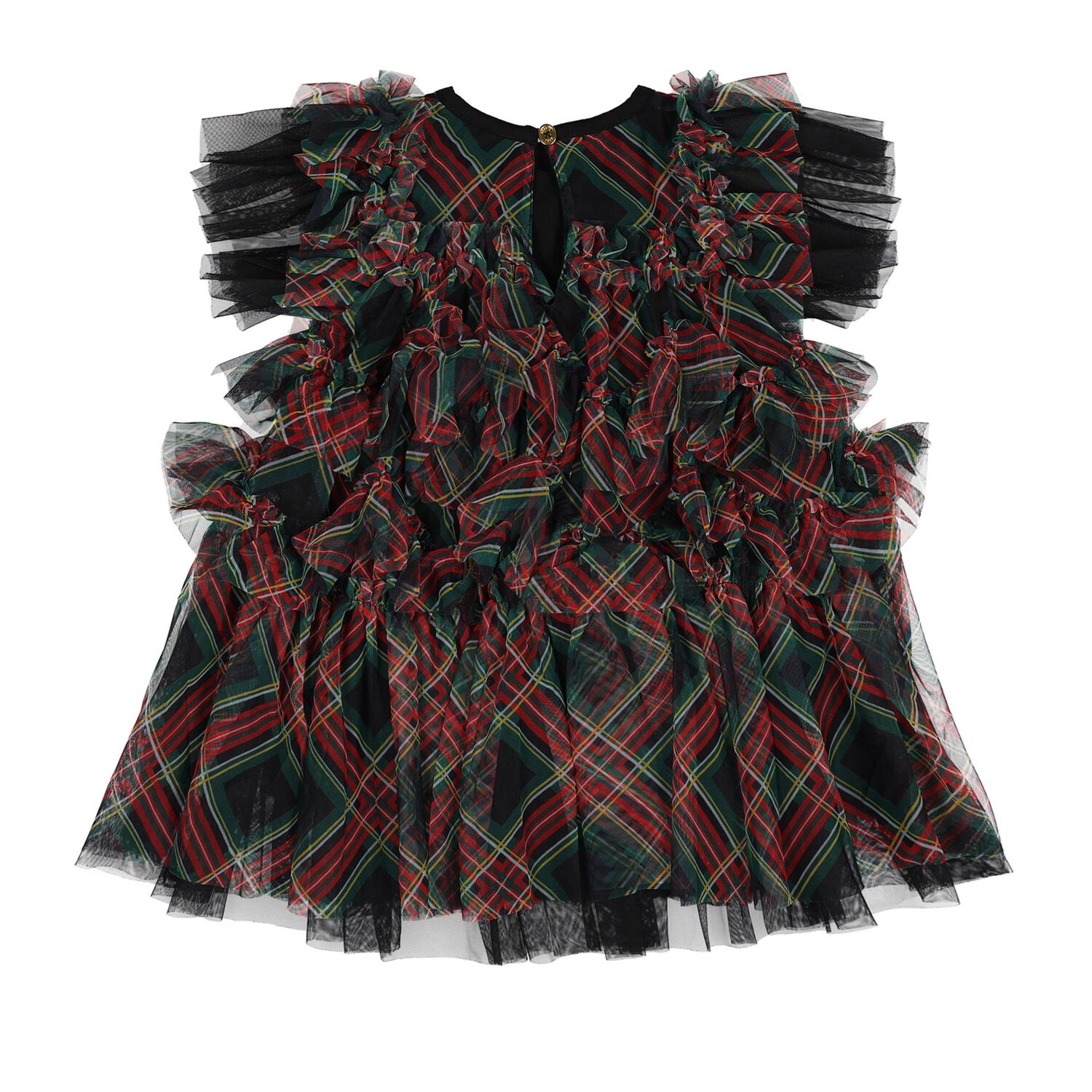 Baby Girls Green & Red Tartan Tulle Etta Dress, 1, hi-res
