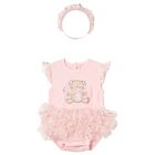 Baby Girls Pink Teddy Bear Bodysuit Dress Set, 2, hi-res