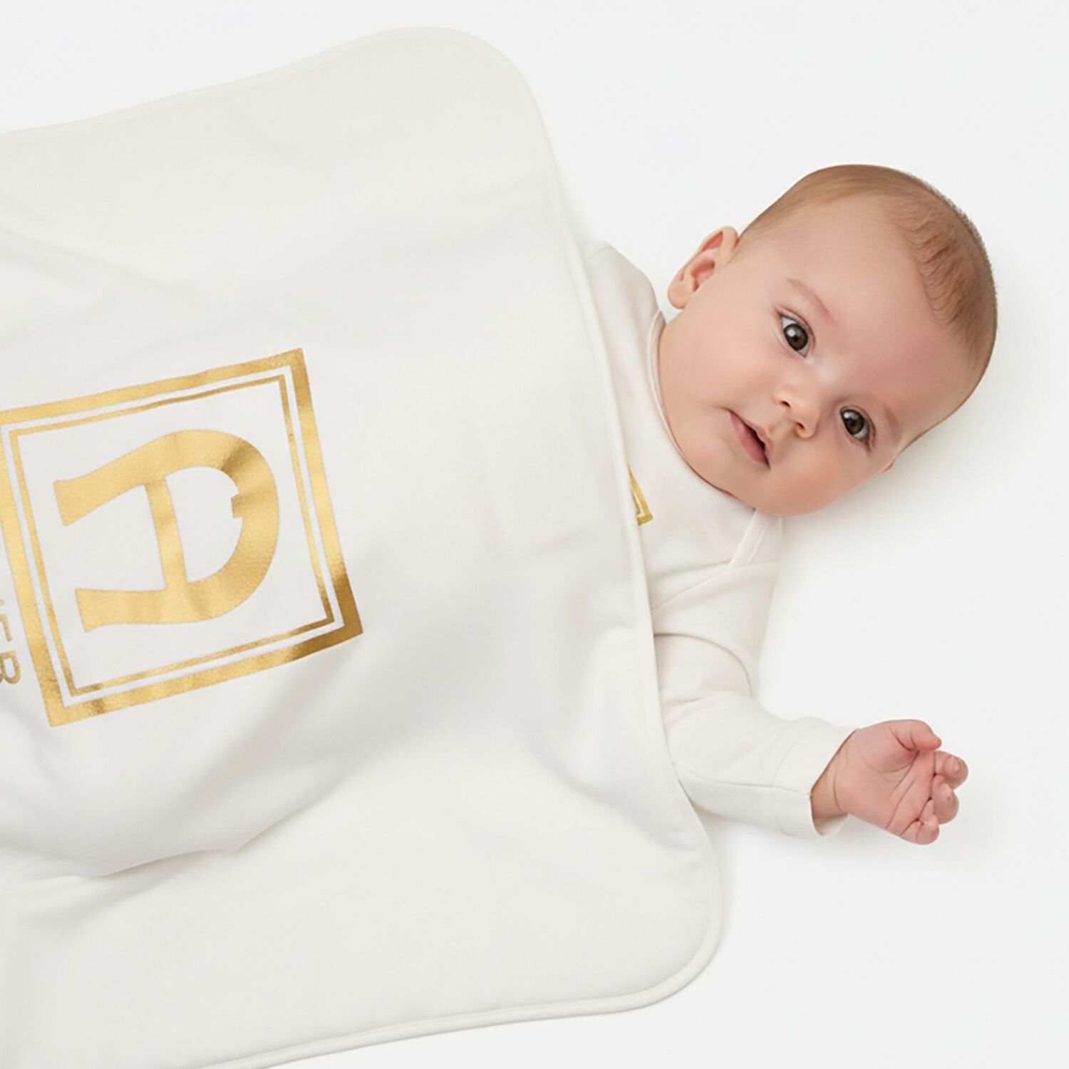 Ivory & Gold Logo Baby Blanket, 1, hi-res
