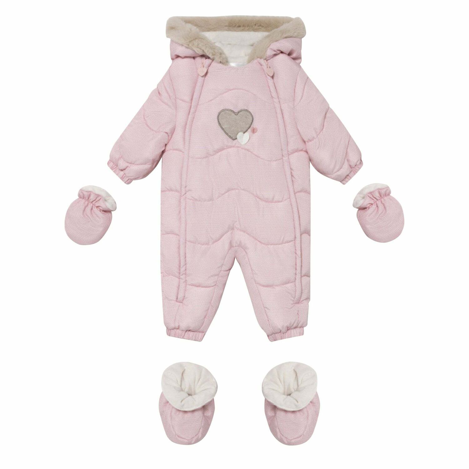 Baby Girls Pink Snowsuit, 1, hi-res image number null
