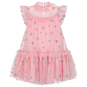 Girls Pink Star Tulle Dress