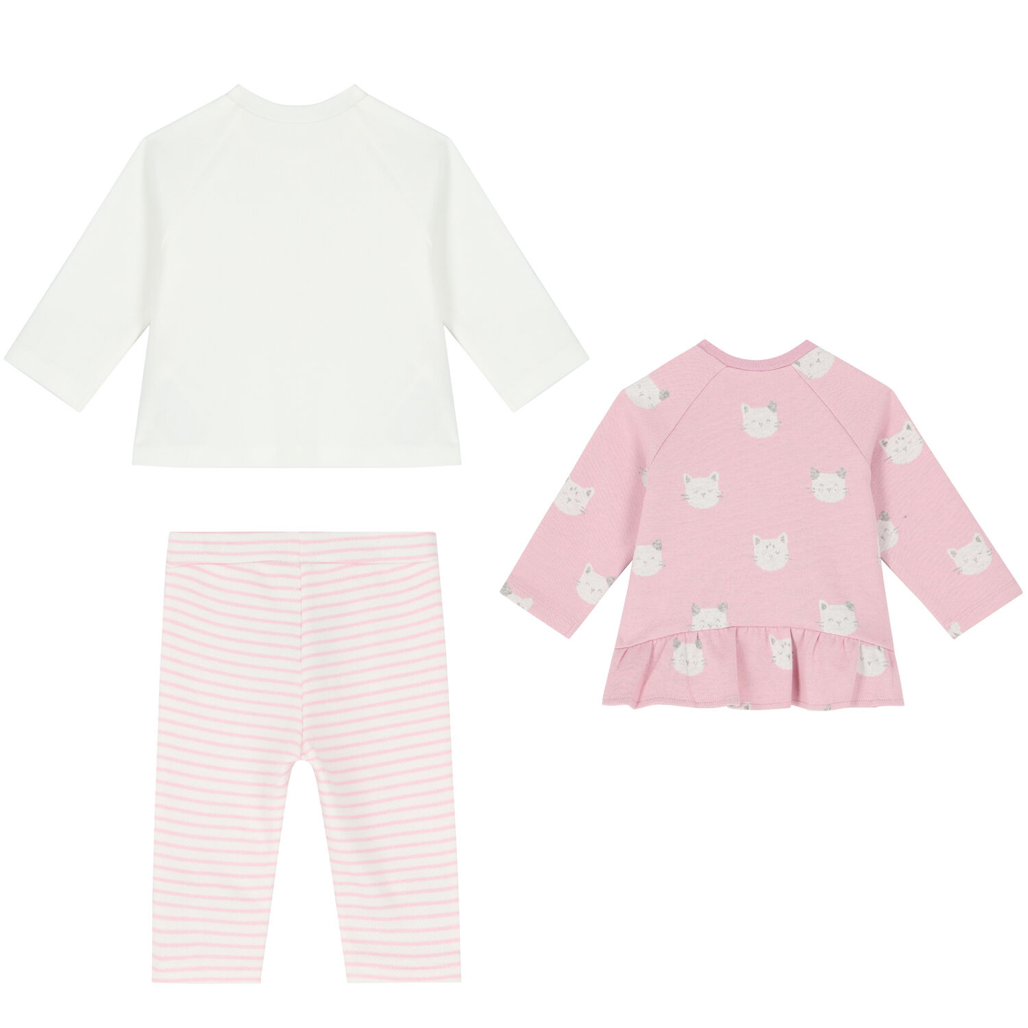 Baby Girls White & Pink 3 Piece Tracksuit, 1, hi-res image number null