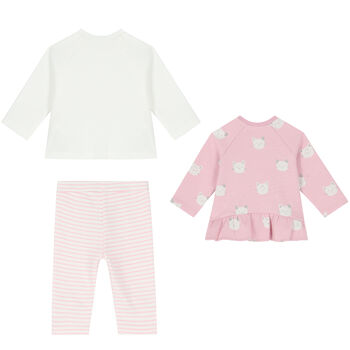 Baby Girls White & Pink 3 Piece Tracksuit