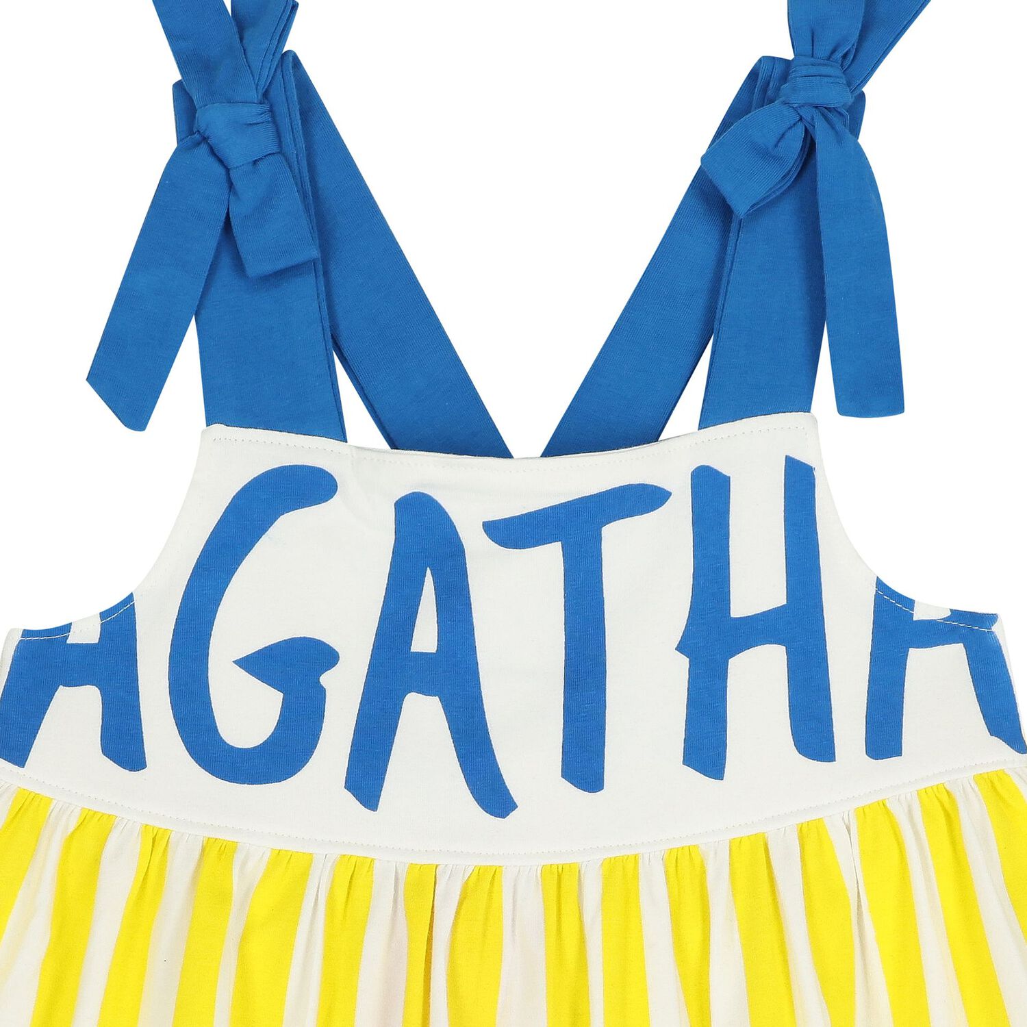 Girls White, Yellow & Blue Logo Dress, 1, hi-res