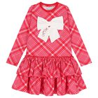 Girls Red & Pink Bow Dress, 1, hi-res