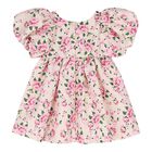 Baby Girls Pink Floral Puff Sleeve Dress, 1, hi-res