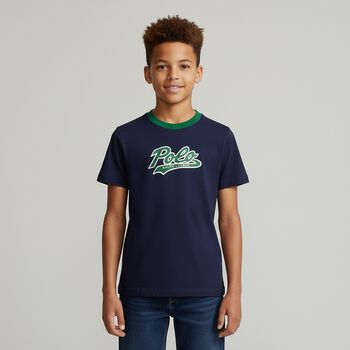 Boys Navy Blue Logo T-Shirt, 1 Boys Navy Blue Logo T-Shirt
