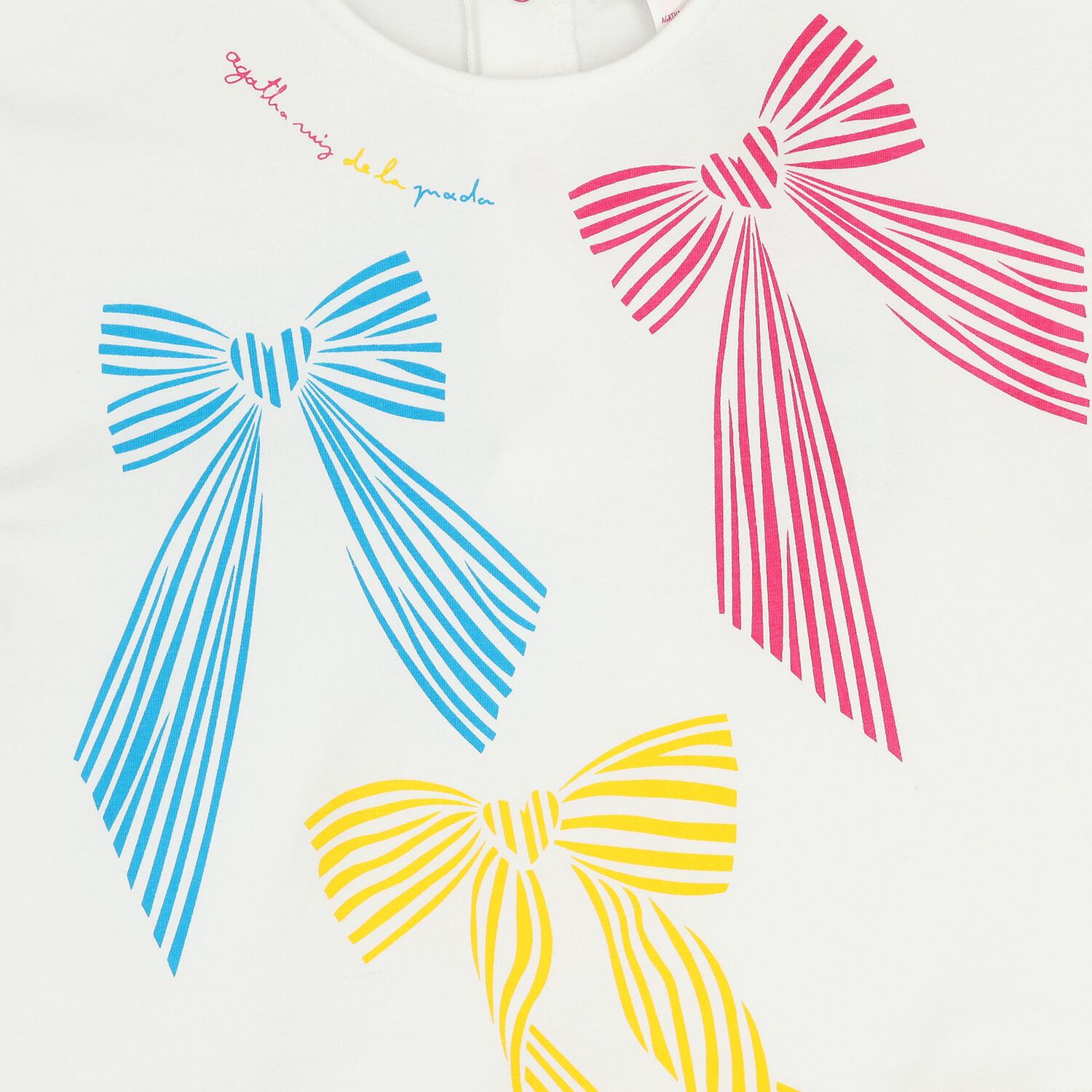 Girls White Bow Striped Shorts Set, 1, hi-res