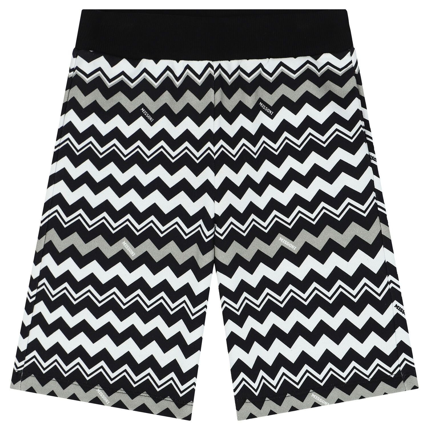 Boys Black & White Zigzag Shorts, 1, hi-res