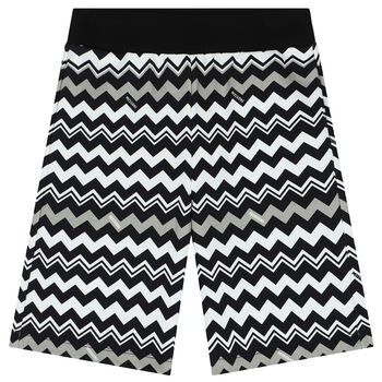 Boys Black & White Zigzag Shorts