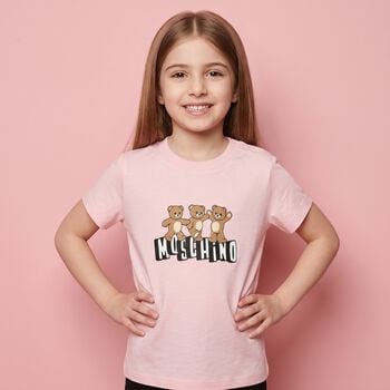 Younger Girls Pink Teddy Bear Logo T-Shirt