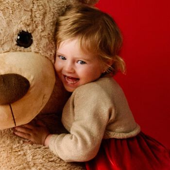 Younger Girls Beige Knitted Cardigan