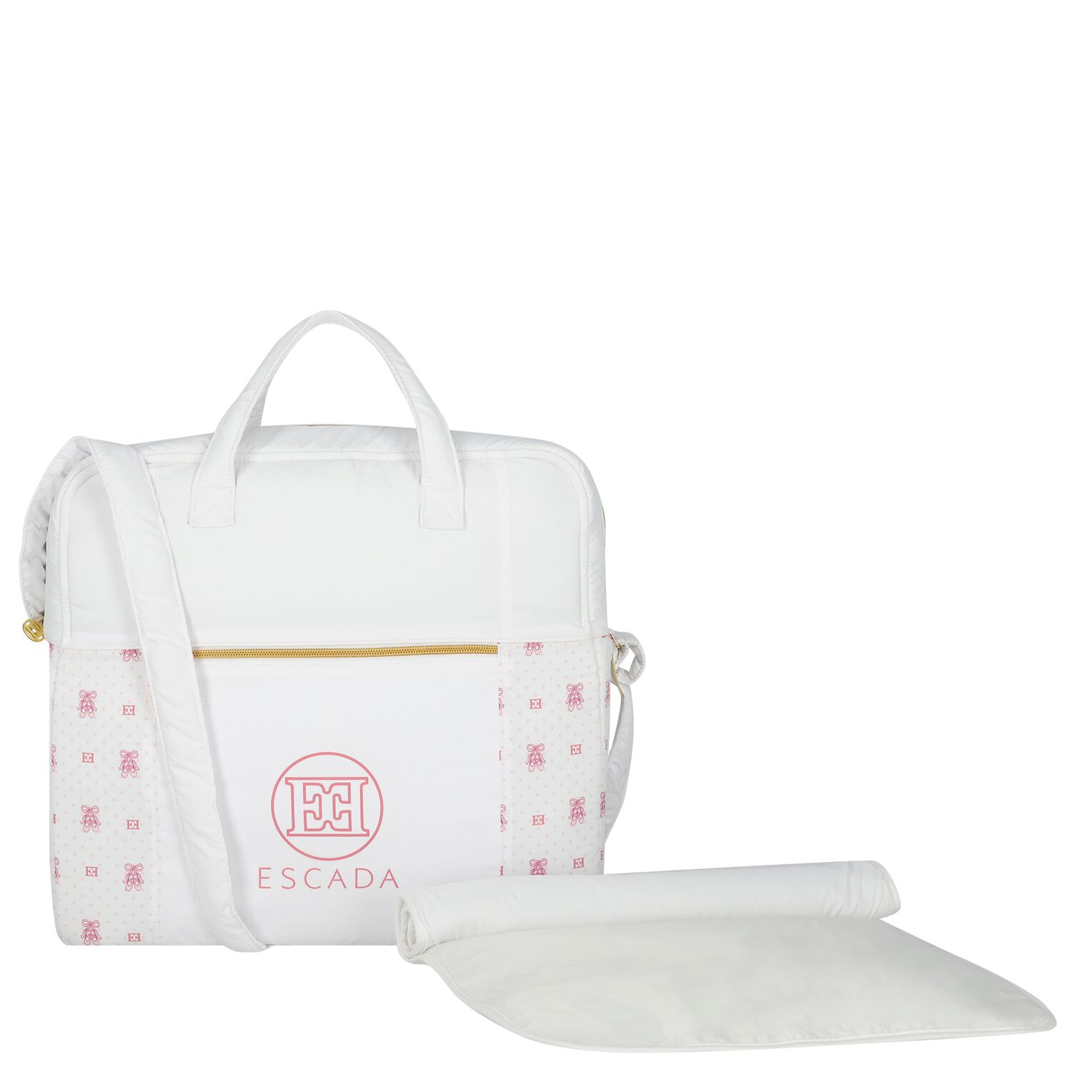 White & Pink Logo Baby Changing Bag ( 42cm ), 1, hi-res