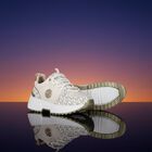 Girls Ivory & Gold Logo Trainers, 1, hi-res