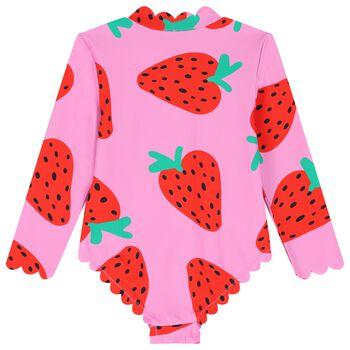 Girls Pink Strawberry Swimsuit