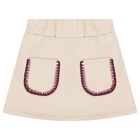 Girls Beige Heart Skirt Set, 1, hi-res