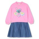 Girls Pink & Blue Heart Dress, 1, hi-res