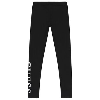 Girls Black Logo Leggings