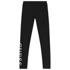 Girls Black Logo Leggings, 2, hi-res