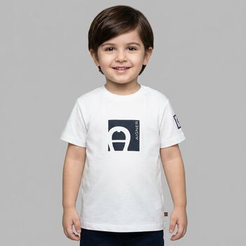 Younger Boys White Logo T-Shirt