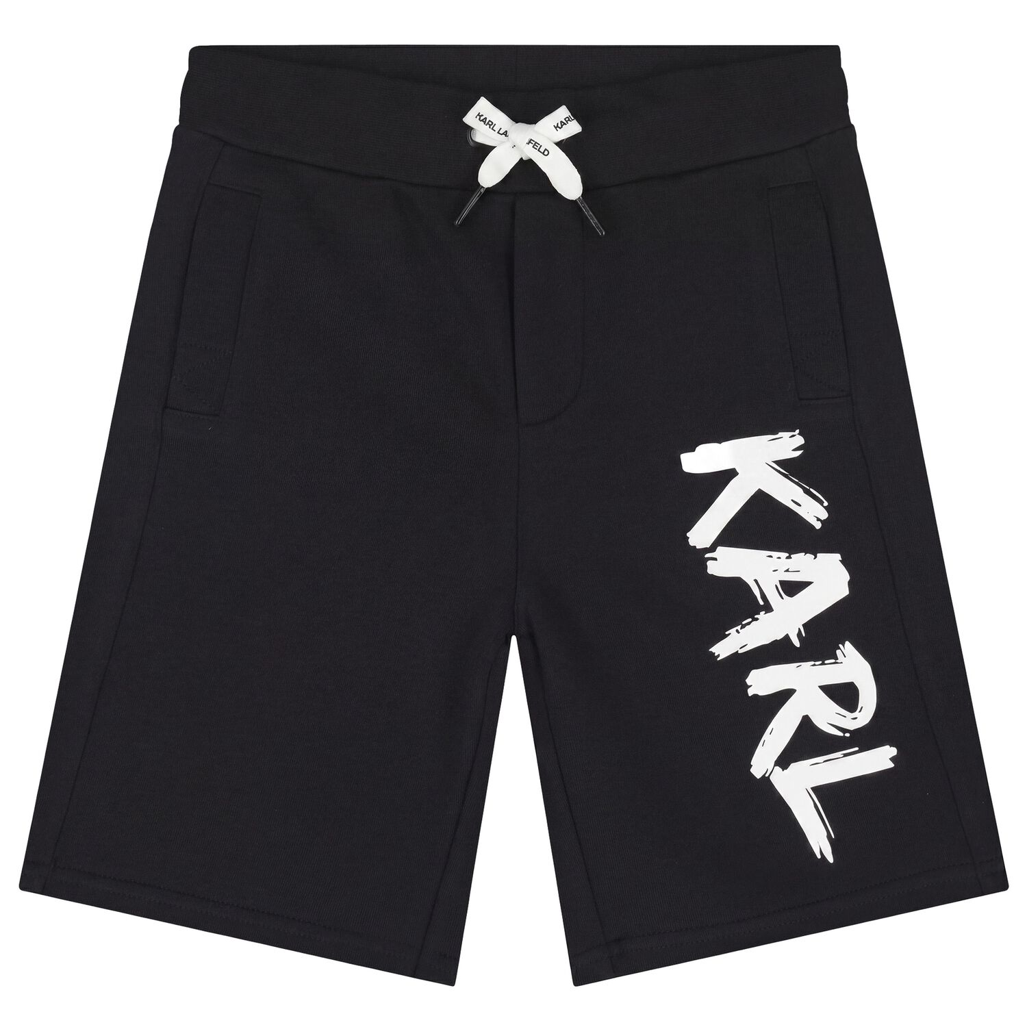 Boys Black Logo Shorts, 1, hi-res