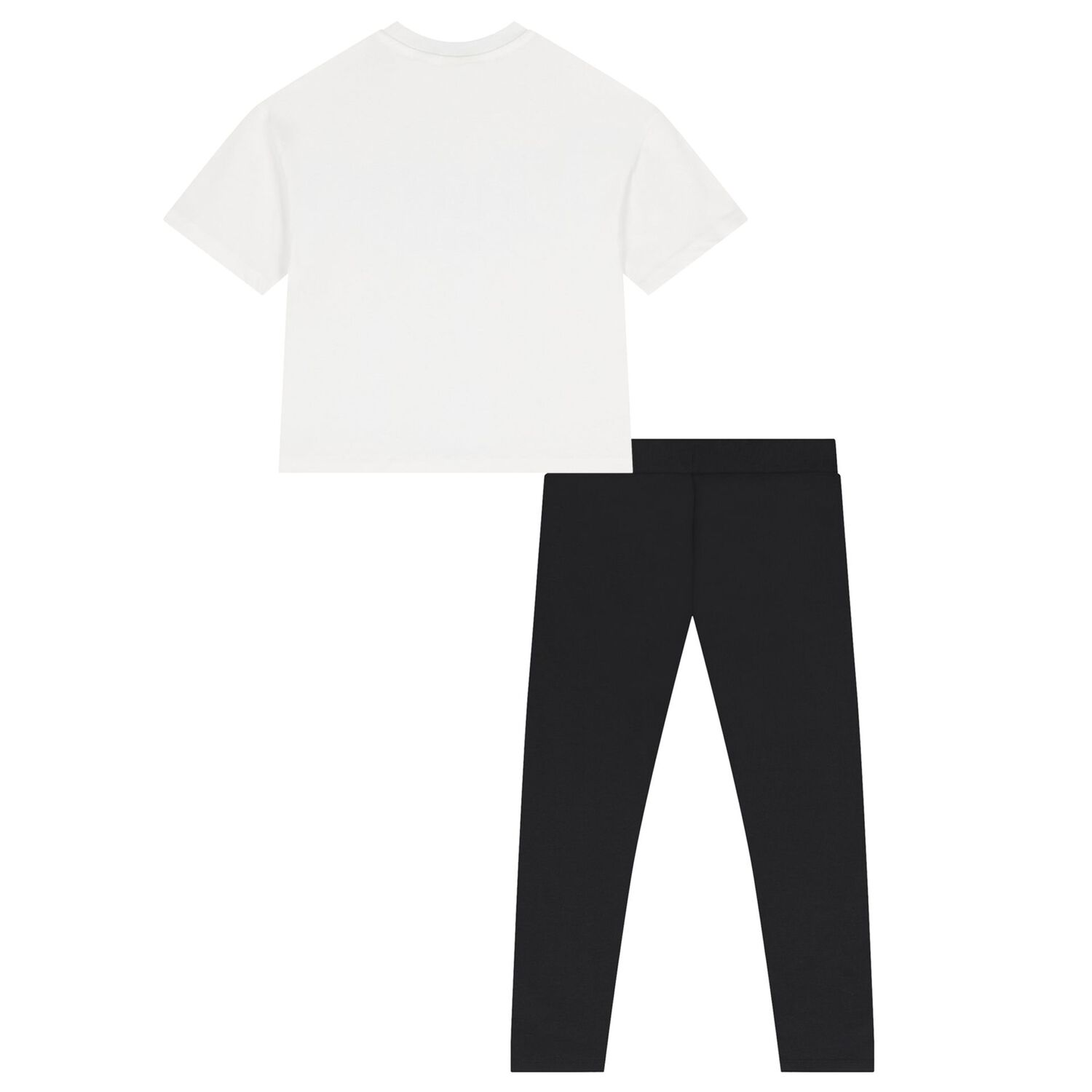 Girls White & Black Diamante Logo Leggings Set, 1, hi-res