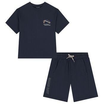 Boys Navy Blue Shorts Set
