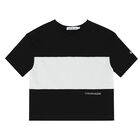 Girls Black & White Logo T-Shirt, 1, hi-res