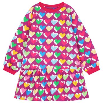 Girls Purple & Pink Heart Dress