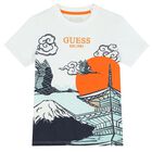 تيشيرت أولاد بالشعار باللون الأبيض, 1, hi-res