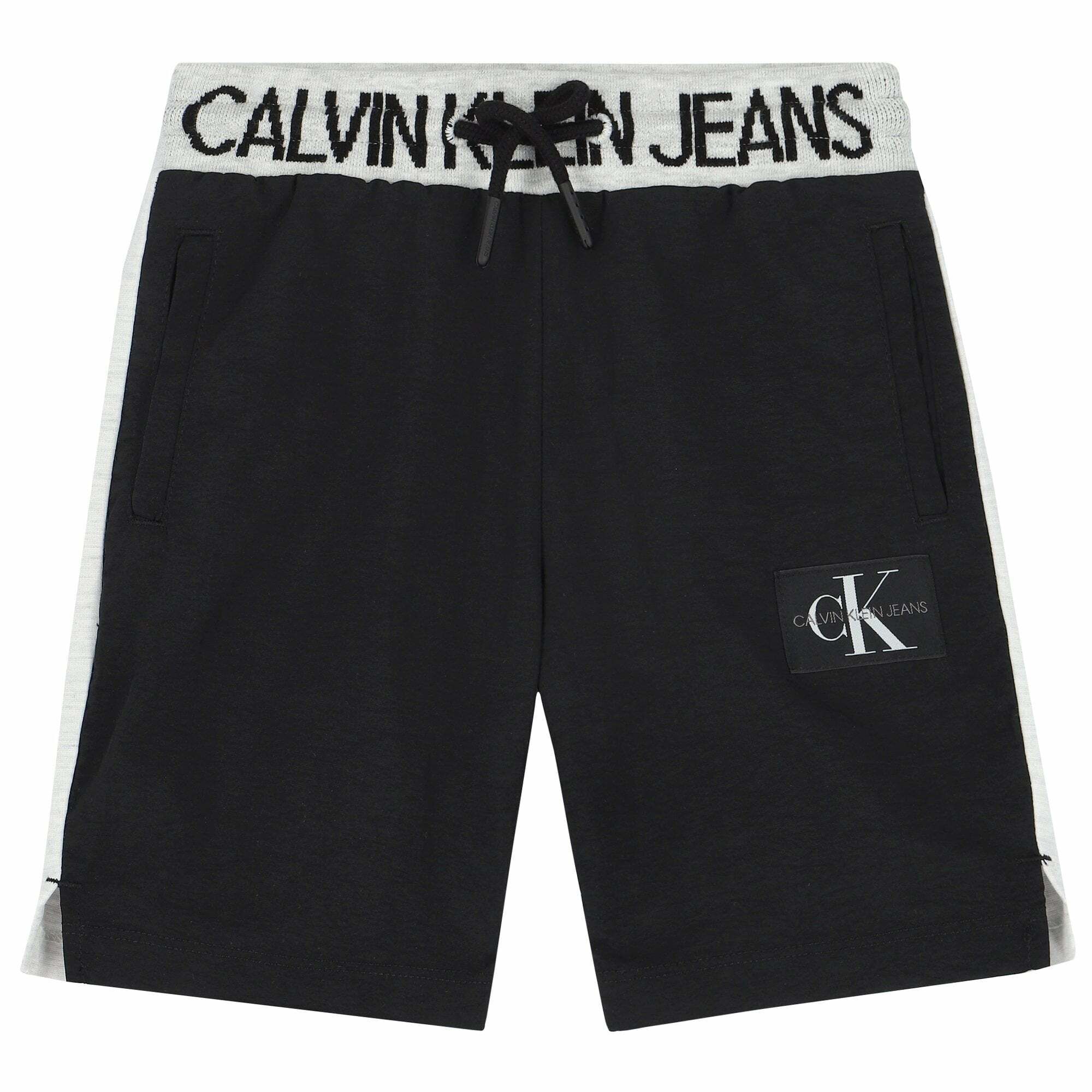Calvin Klein Boys Black Grey Logo Shorts Junior Couture UAE