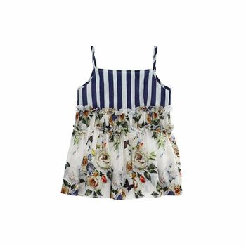 Girls Floral & Stripe Sleeveless Tops